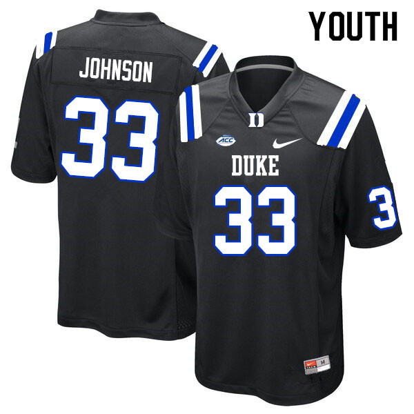Youth #33 Leonard Johnson Duke Blue Devils College Football Jerseys Sale-Black - Click Image to Close